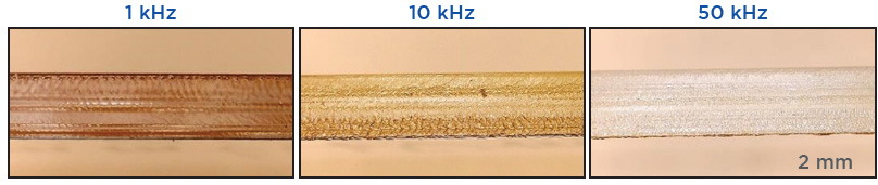 标准级PC材料，采用不同频率进行切割